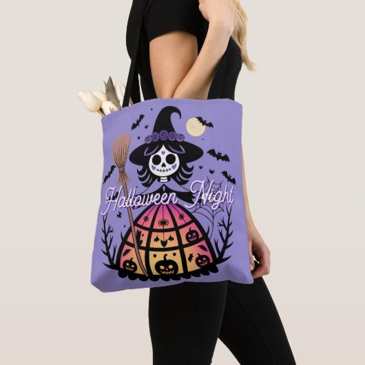 Halloween Skeleton Witch トートバッグ (クローズアップ)