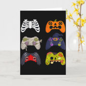 Halloween Skeleton Zombie Gaming Controllers  カード (黄色い花)