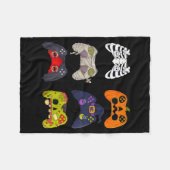 Halloween Skeleton Zombie Gaming Controllers フリースブランケット (正面(横))