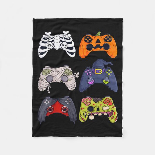 Halloween Skeleton Zombie Gaming Controllers Mummy フリースブランケット (正面)