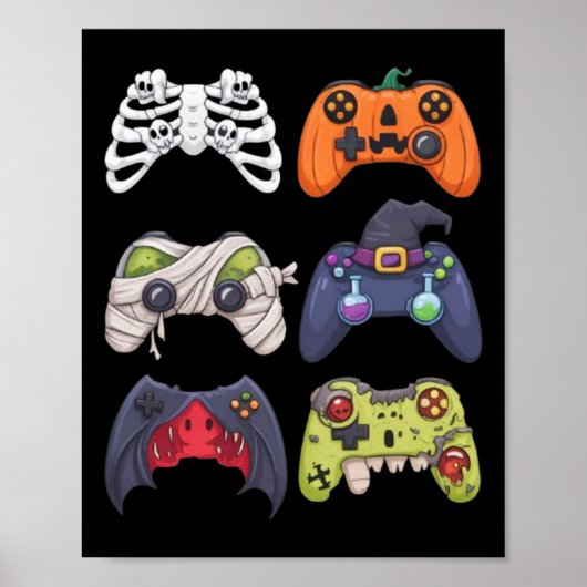 Halloween Skeleton Zombie Gaming Controllers Mummy ポスター (正面)