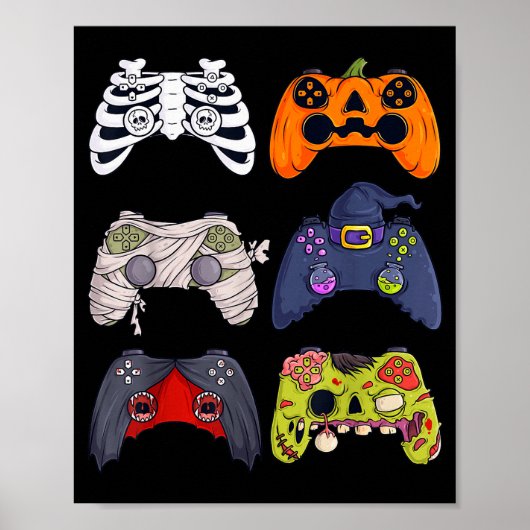 Halloween Skeleton Zombie Gaming Controllers Mummy ポスター (正面)