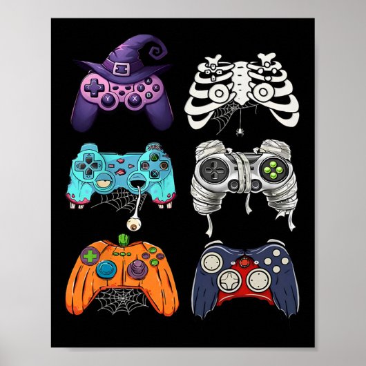 Halloween Skeleton Zombie Gaming Controllers Mummy ポスター (正面)