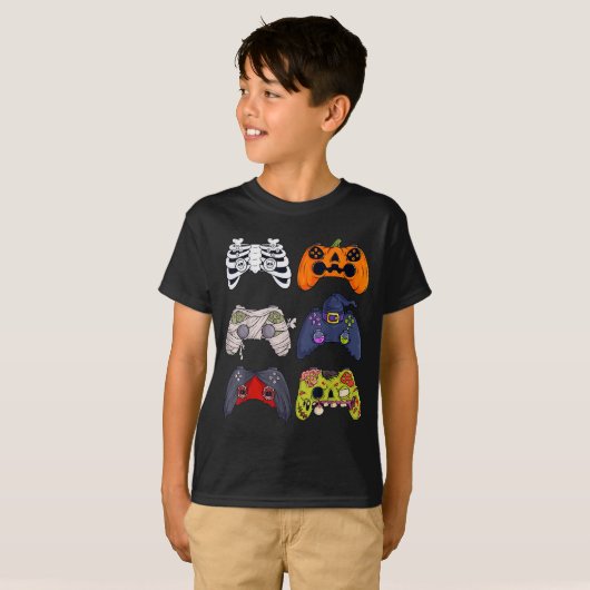 Halloween Skeleton Zombie Gaming Controllers Mummy Tシャツ (正面フル)
