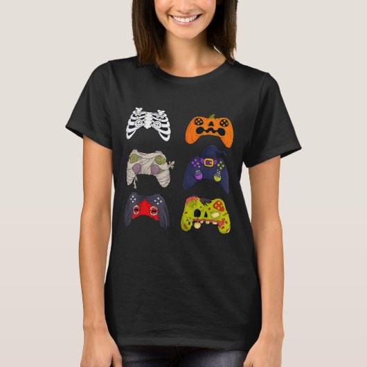 Halloween Skeleton Zombie Gaming Controllers  Tシャツ (正面)