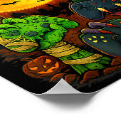 Halloween Skeleton Zombie Mummy Gaming Controller  ポスター (角)