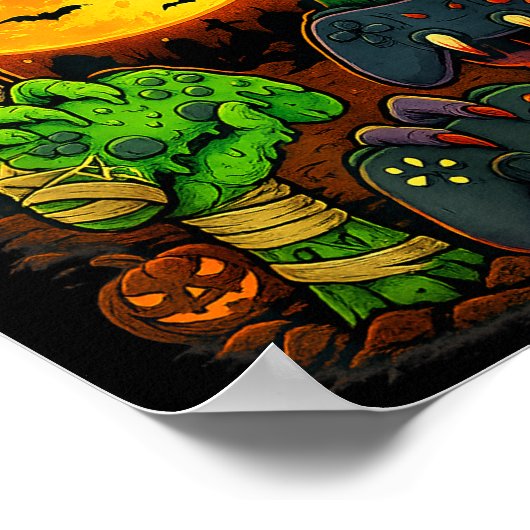 Halloween Skeleton Zombie Mummy Gaming Controller  ポスター (角)