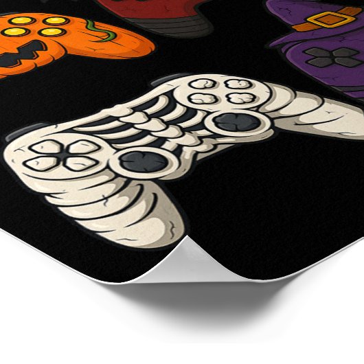 Halloween Skeleton Zombie Mummy Gaming Controllers ポスター (角)