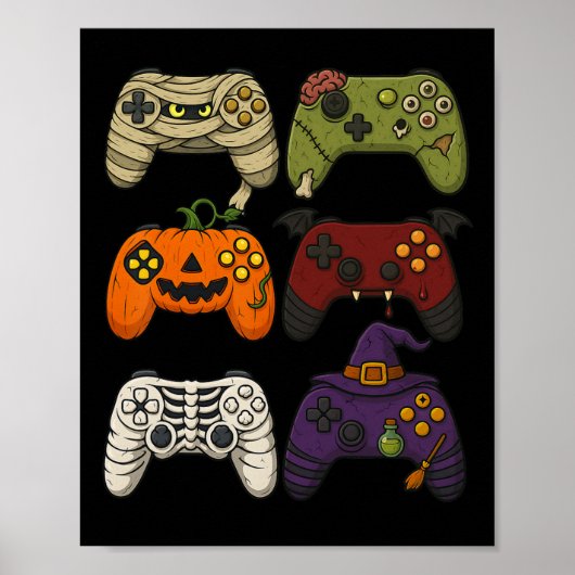 Halloween Skeleton Zombie Mummy Gaming Controllers ポスター (正面)