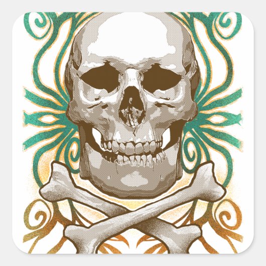 Halloween Skull Classic Round Sticker スクエアシール (正面)