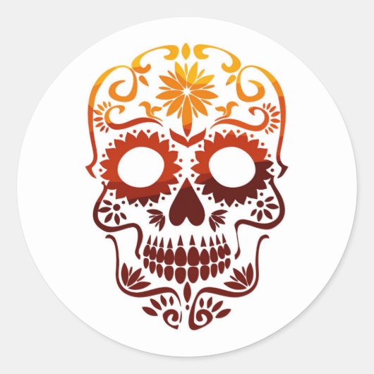 Halloween Skull Classic Round Sticker ラウンドシール (正面)