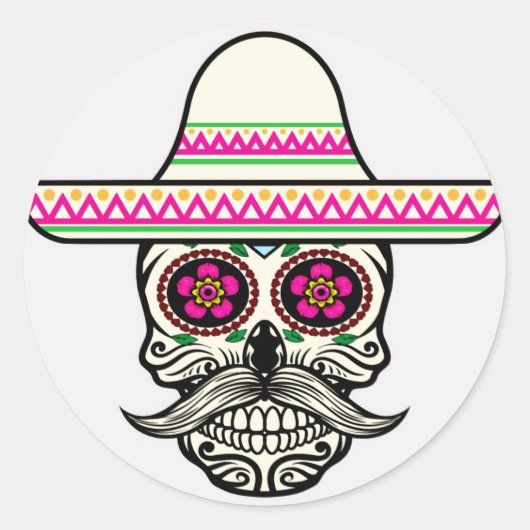 Halloween Skull Classic Round Sticker ラウンドシール (正面)