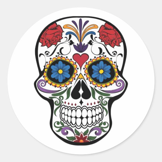 Halloween Skull Classic Round Sticker ラウンドシール (正面)