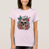 Halloween skull, life and death dance in harmony tシャツ (正面)