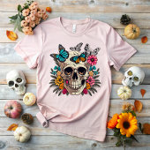 Halloween skull, life and death dance in harmony tシャツ