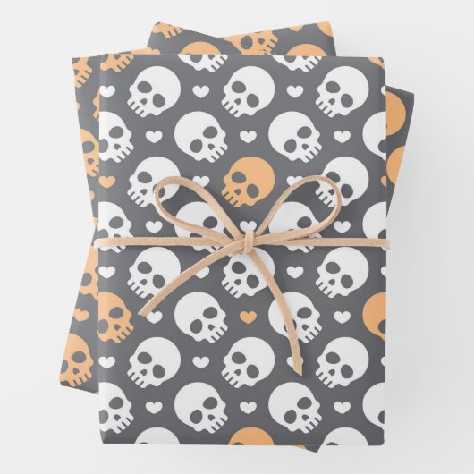 Halloween Skulls & Sweet Hearts Wrapping Paper ラッピングペーパーシート (インサイチュ)