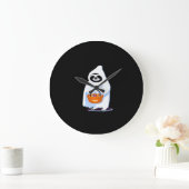 Halloween sloth dressed as ghost going trick or tr ラージ壁時計 (ホーム)