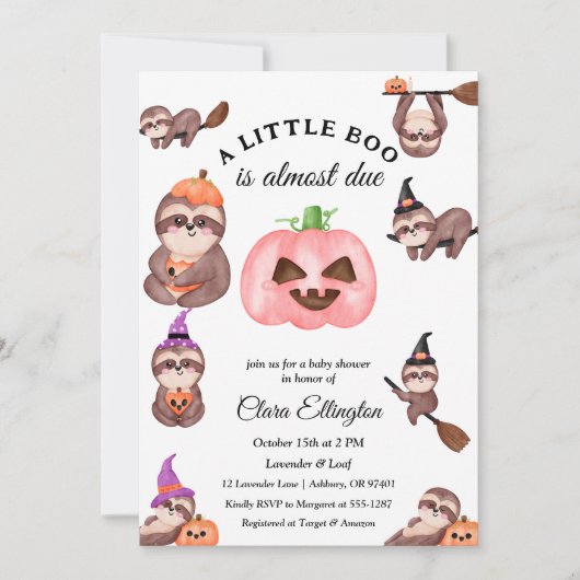 Halloween Sloth First Halloween Baby shower 招待状 (正面)