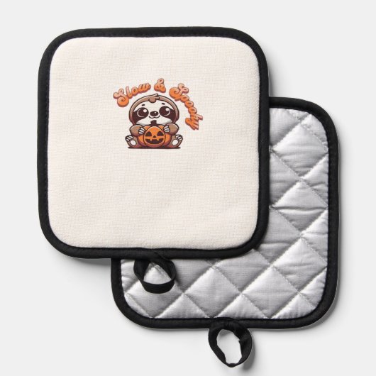 Halloween Sloth Slow and Spooky Cute Sloth Pumpkin 鍋敷き (正面/裏面)