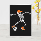 Halloween Soccer Skeleton Football Trick Or Treat  カード (黄色い花)