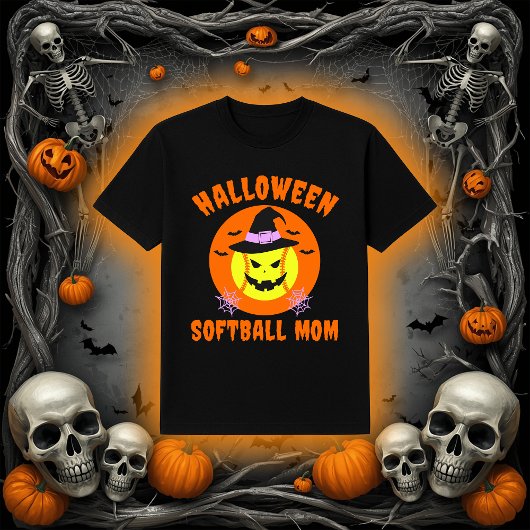 Halloween Softball Mom | Spooky Witch Ball Tシャツ