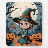 Halloween - sorcière à balai マウスパッド (正面)