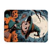 Halloween - sorcière à balai マグネット (横)