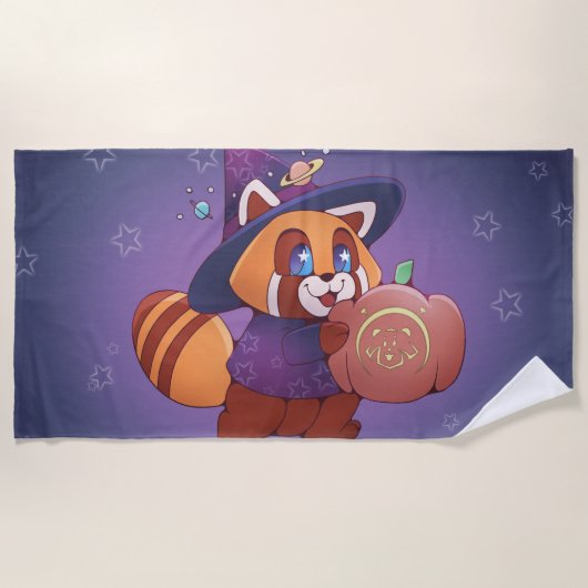 Halloween Space Panda ビーチタオル (正面)