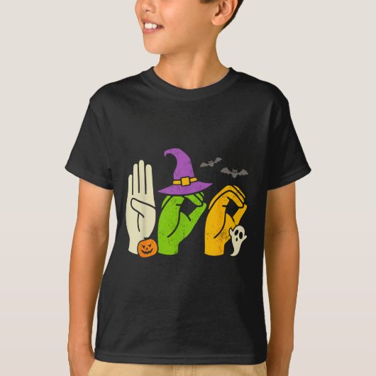 Halloween Sped Teacher Boo In Asl Boo Hands Sign L Tシャツ (正面)
