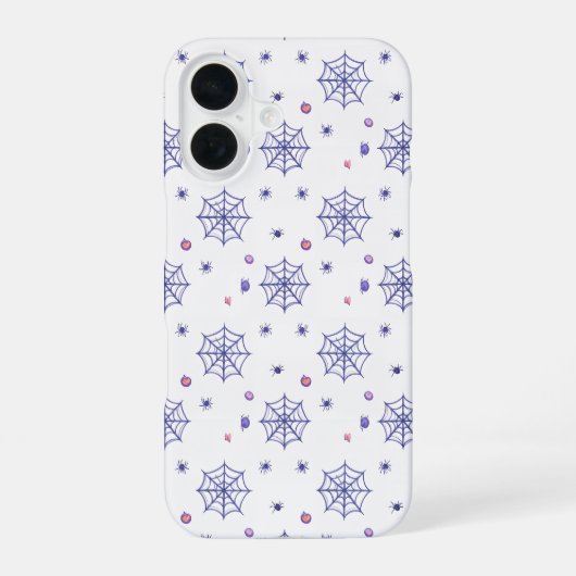 Halloween Spider Web and Candy Pattern iPhone 16ケース (裏面)