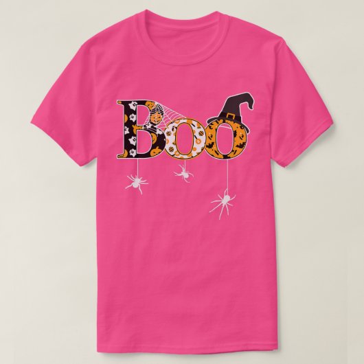 Halloween Spider Web Witch Hat Cute Boo Tシャツ (デザイン正面)