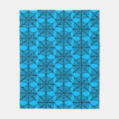 Halloween Spider Webs on Blue フリースブランケット (正面)