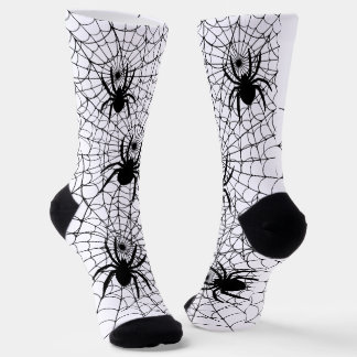 Halloween Spiders and Spiderwebs Creepy Pattern ソックス