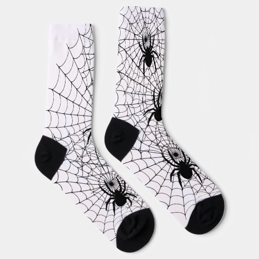 Halloween Spiders and Spiderwebs Creepy Pattern ソックス (右)