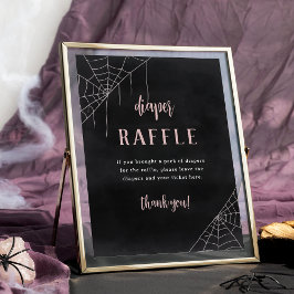 Halloween Spiderweb Baby Shower Diaper Raffle Sign ポスター