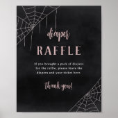 Halloween Spiderweb Baby Shower Diaper Raffle Sign ポスター (正面)