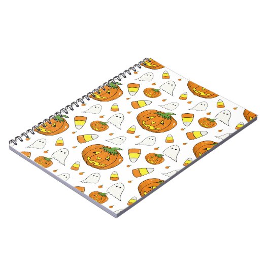 Halloween Spiral Notebook – Ghosts & Candy Corn ノートブック (左側)