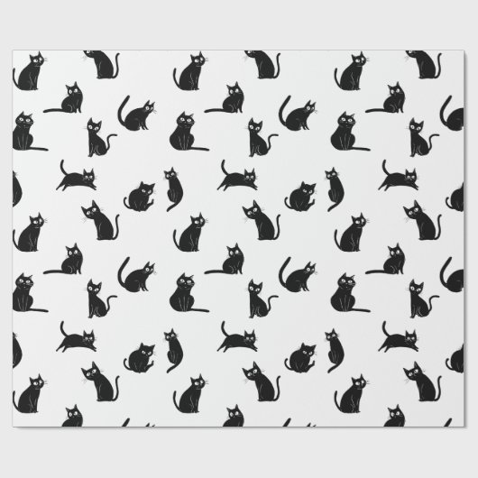 Halloween Spooky Cats Funny Pattern ラッピングペーパー (フラット)