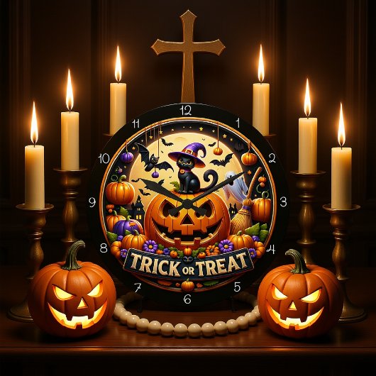 Halloween Spooky Cute Clock ラージ壁時計