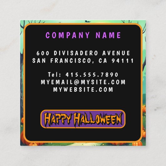 Halloween Spooky Cute Modern Collection スクエア名刺 (裏面)