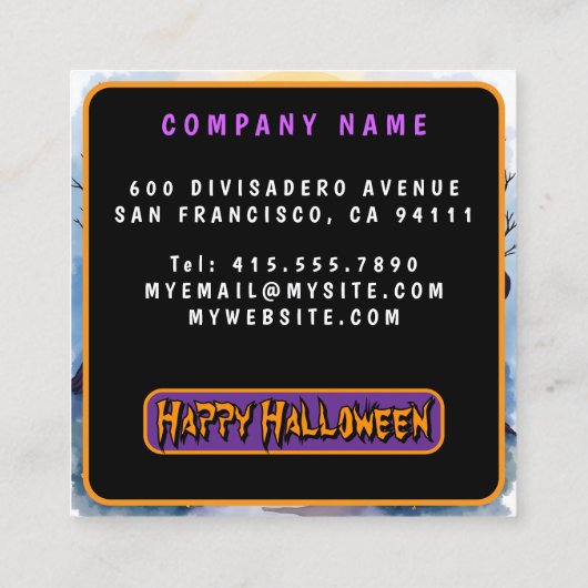 Halloween Spooky Cute Trendy Collection スクエア名刺 (裏面)