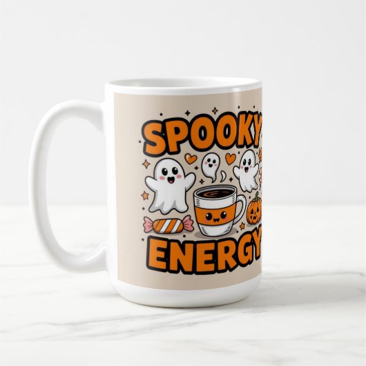 Halloween spooky energy mom life コーヒーマグカップ (左)