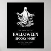 Halloween spooky night party sign with ghost ポスター (正面)