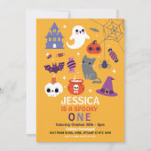 Halloween Spooky ONE 1st Birthday Party 招待状 (正面)