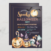 Halloween Spooky Party Pumpkins Birthday 招待状 (正面/裏面)