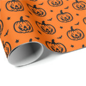 HALLOWEEN SPOOKY PUMPKINS BATS PATTERN ラッピングペーパー (ロールコーナー)