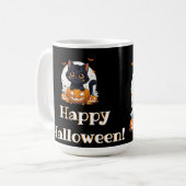 Halloween spooky spirit with adorable black cat コーヒーマグカップ (正面左)