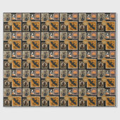 Halloween Spooky Time Postal Stamps Ghosts Bat Cat ラッピングペーパー (フラット)