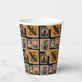 Halloween Spooky Time Postal Stamps Ghosts Bat Cat 紙コップ (正面)