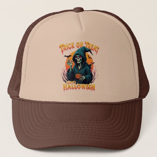 Halloween Spooky Vibes: Trick or Treat Skeleton キャップ (正面)